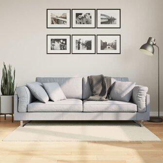 Vloerkleed ISTAN hoogpolig glanzend 80x150 cm cr&egrave;mekleurig 1