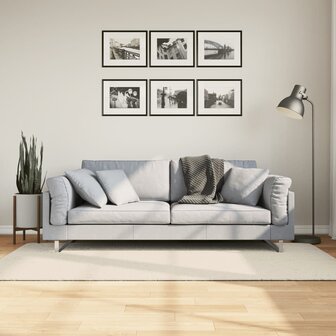 Vloerkleed ISTAN hoogpolig glanzend 100x200 cm cr&egrave;mekleurig 1