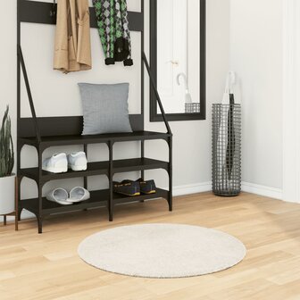 Vloerkleed ISTAN hoogpolig glanzend &Oslash; 80 cm cr&egrave;mekleurig 1