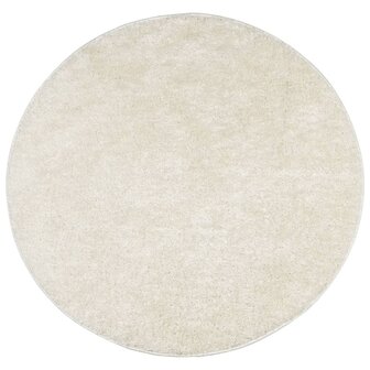 Vloerkleed ISTAN hoogpolig glanzend &Oslash; 80 cm cr&egrave;mekleurig 2