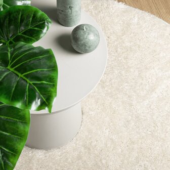 Vloerkleed ISTAN hoogpolig glanzend &Oslash; 80 cm cr&egrave;mekleurig 7