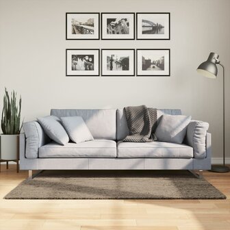 Vloerkleed ISTAN hoogpolig glanzend 80x150 cm grijs 1