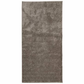Vloerkleed ISTAN hoogpolig glanzend 100x200 cm grijs 2