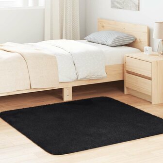 Hoogpolig vloerkleed NAVARRA 120x120 cm polyester zwart 1