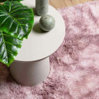 Hoogpolig vloerkleed NAVARRA 120x120 cm polyester stoffig roze 8