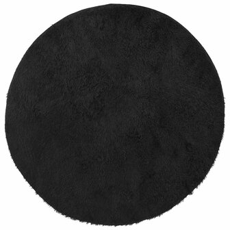 Hoogpolig vloerkleed NAVARRA 100x100 cm polyester zwart 2