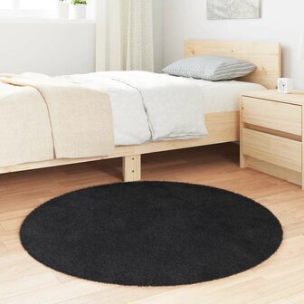 Hoogpolig vloerkleed NAVARRA 100x100 cm polyester zwart 3