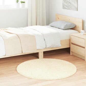 Hoogpolig vloerkleed NAVARRA 100x100 cm polyester cr&egrave;mekleurig 1