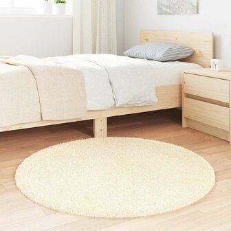 Hoogpolig vloerkleed NAVARRA 100x100 cm polyester cr&egrave;mekleurig 3