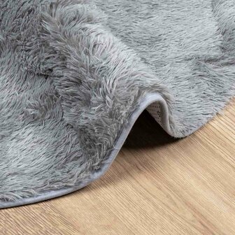 Hoogpolig vloerkleed NAVARRA 100x100 cm polyester zilvergrijs 5