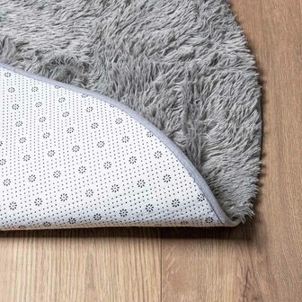 Hoogpolig vloerkleed NAVARRA 100x100 cm polyester zilvergrijs 6