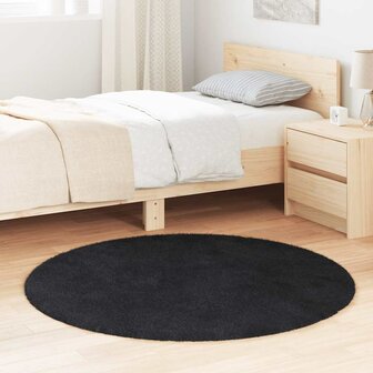 Hoogpolig vloerkleed NAVARRA 120x120 cm polyester zwart 1