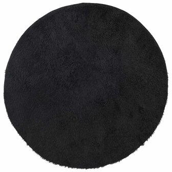 Hoogpolig vloerkleed NAVARRA 120x120 cm polyester zwart 2