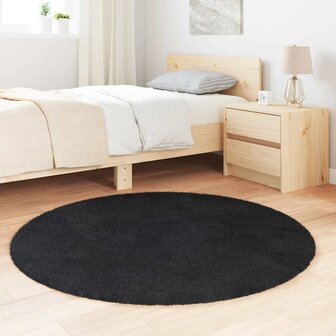 Hoogpolig vloerkleed NAVARRA 120x120 cm polyester zwart 3