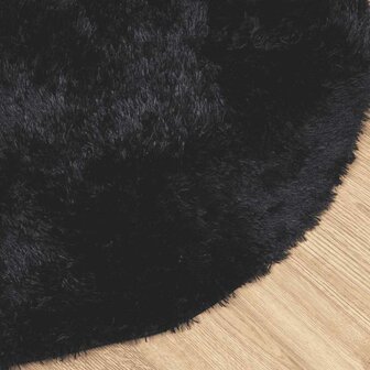 Hoogpolig vloerkleed NAVARRA 120x120 cm polyester zwart 4