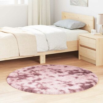 Hoogpolig vloerkleed NAVARRA 120x120 cm polyester stoffig roze 1