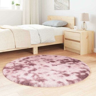Hoogpolig vloerkleed NAVARRA 120x120 cm polyester stoffig roze 3