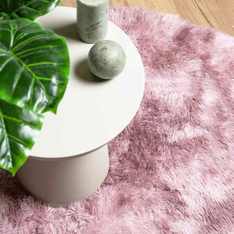Hoogpolig vloerkleed NAVARRA 120x120 cm polyester stoffig roze 8
