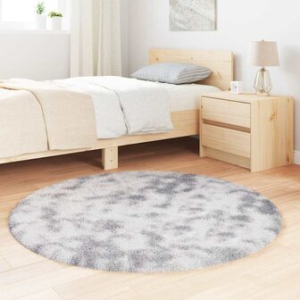 Hoogpolig vloerkleed NAVARRA 120x120 cm polyester lichtgrijs 3
