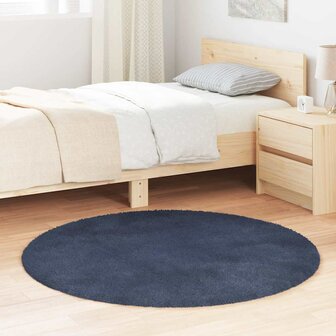 Hoogpolig vloerkleed NAVARRA 120x120 cm polyester marineblauw 1