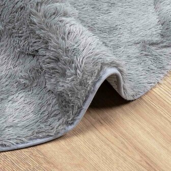 Hoogpolig vloerkleed NAVARRA 120x120 cm polyester zilvergrijs 5
