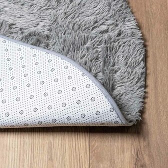 Hoogpolig vloerkleed NAVARRA 120x120 cm polyester zilvergrijs 6