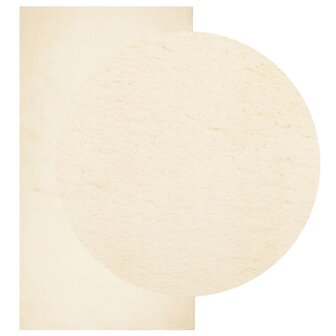 Vloerkleed HUARTE laagpolig zacht wasbaar 60x110 cm cr&egrave;me 3