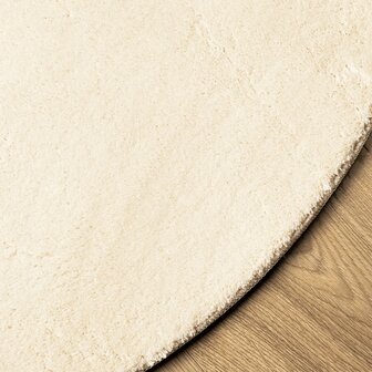 Vloerkleed HUARTE laagpolig zacht wasbaar &Oslash; 100 cm cr&egrave;me 4