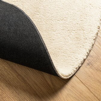 Vloerkleed HUARTE laagpolig zacht wasbaar &Oslash; 100 cm cr&egrave;me 5