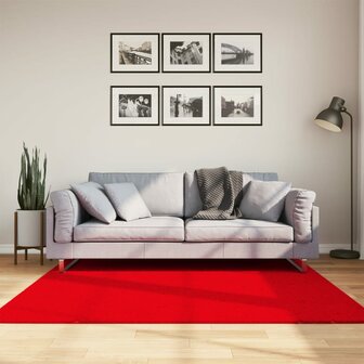 Vloerkleed HUARTE laagpolig zacht wasbaar 160x160 cm rood 1