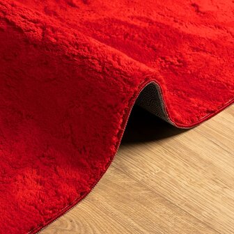 Vloerkleed HUARTE laagpolig zacht wasbaar 160x160 cm rood 6