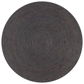 Vloerkleed handgemaakt rond 90 cm jute donkergrijs 1