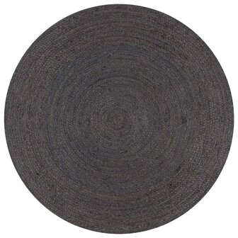  Vloerkleed handgemaakt rond 150 cm jute donkergrijs 1