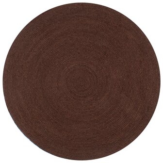 Vloerkleed handgemaakt rond 90 cm jute bruin 1