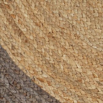 Vloerkleed handgemaakt met grijze rand 120 cm jute 4
