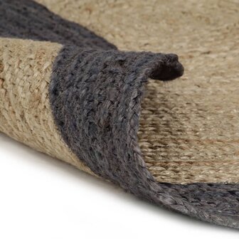 Vloerkleed handgemaakt met donkergrijze rand 90 cm jute 2