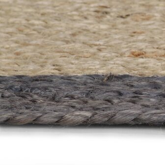 Vloerkleed handgemaakt met donkergrijze rand 90 cm jute 3
