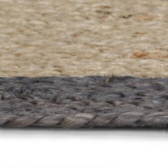 Vloerkleed handgemaakt met donkergrijze rand 120 cm jute 3