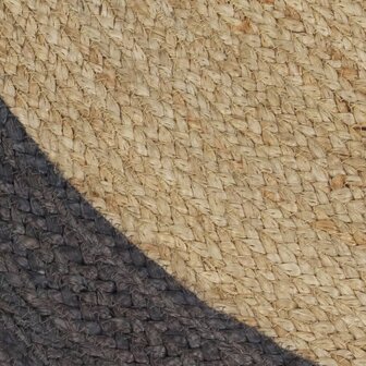 Vloerkleed handgemaakt met donkergrijze rand 120 cm jute 4
