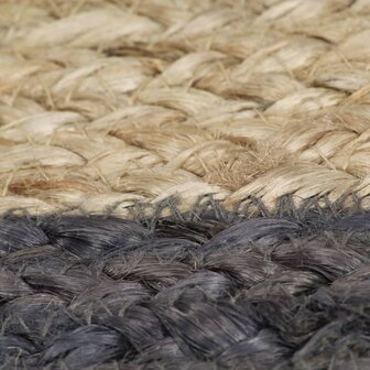 Vloerkleed handgemaakt met donkergrijze rand 120 cm jute 5