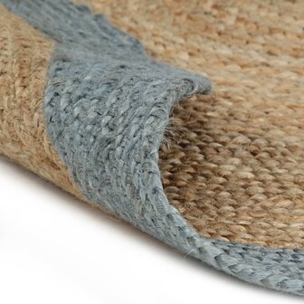 Vloerkleed handgemaakt met olijfgroene rand 120 cm jute 2