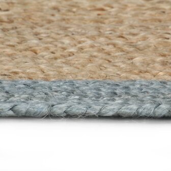 Vloerkleed handgemaakt met olijfgroene rand 120 cm jute 3