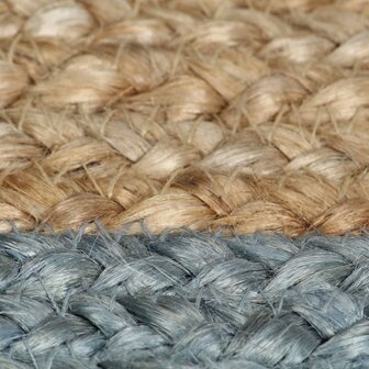 Vloerkleed handgemaakt met olijfgroene rand 120 cm jute 5