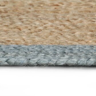 Vloerkleed handgemaakt met olijfgroene rand 150 cm jute 3