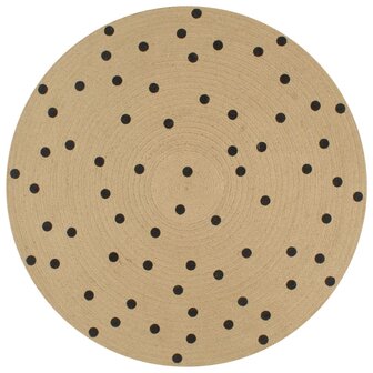 Vloerkleed handgemaakt met print polkadot 150 cm jute 1