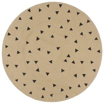 Vloerkleed handgemaakt met driehoek print 120 cm jute 1