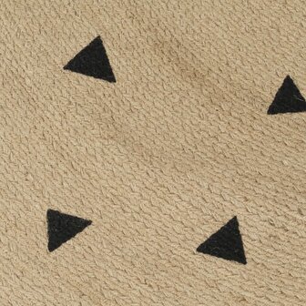 Vloerkleed handgemaakt met driehoek print 120 cm jute 4