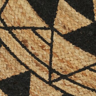 Vloerkleed handgemaakt met zwarte print 120 cm jute 4