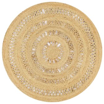 Vloerkleed handgemaakt 120 cm gevlochten jute 1
