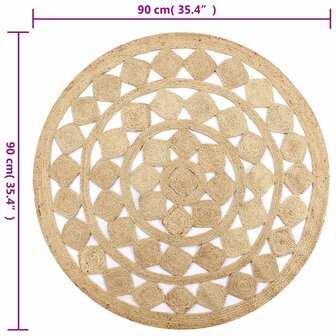 Vloerkleed handgemaakt 90 cm gevlochten jute 6